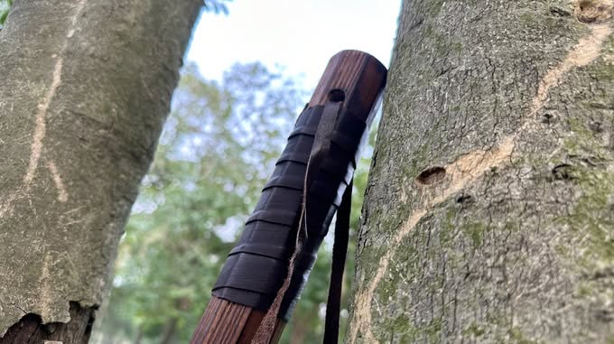 Damascus Mini Hammer with Leather Wrap Walnut Handle