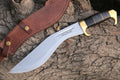 Handcrafted Damascus Steel Khukri Knife with Leather Sheath