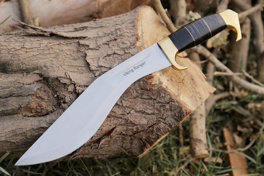 Handcrafted Damascus Steel Khukri Knife with Leather Sheath