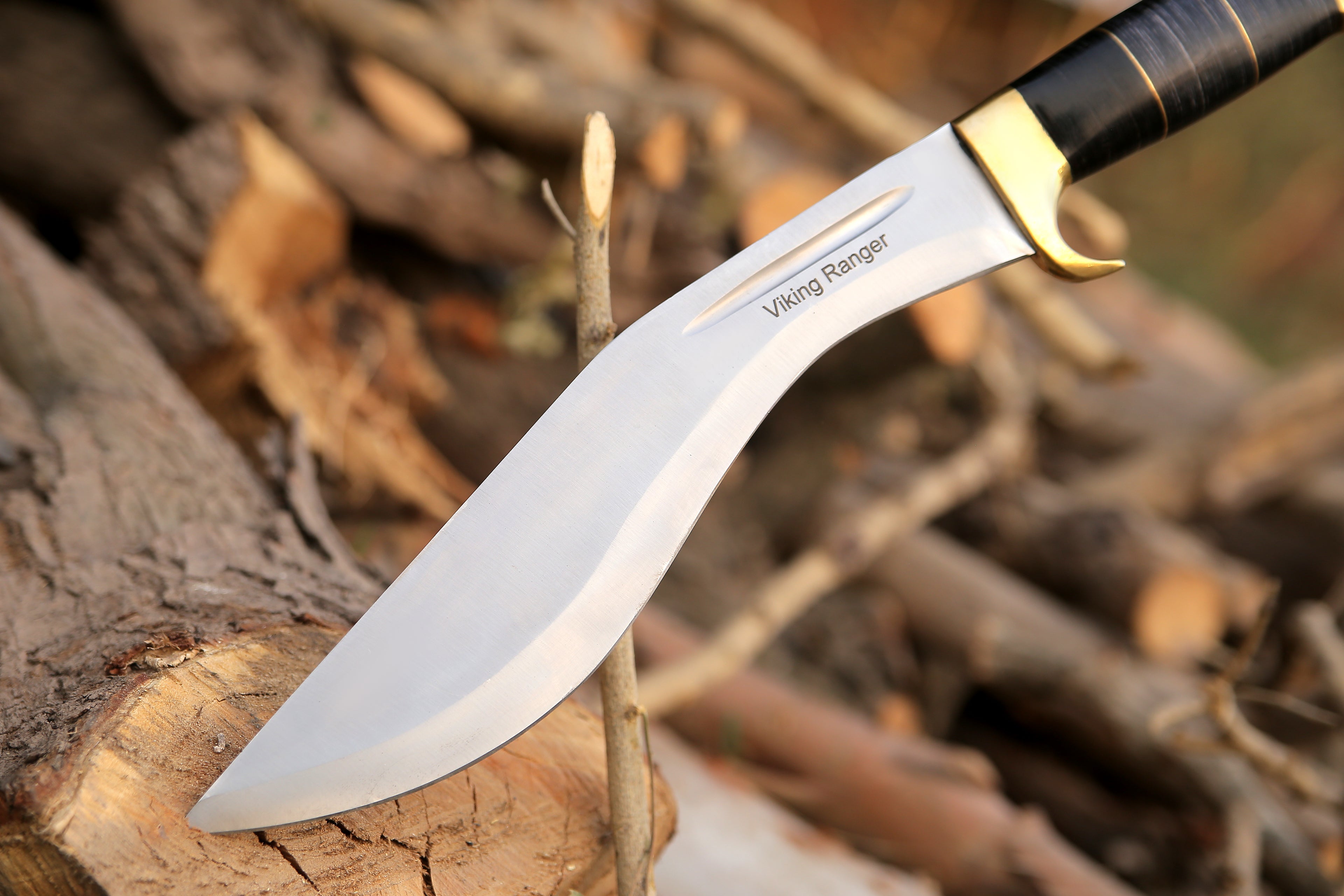 Handcrafted Damascus Steel Khukri Knife with Leather Sheath